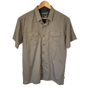 Kuhl Eluxur Men's Response Khaki Wicking Hiking Button Up Shirt Size Large L